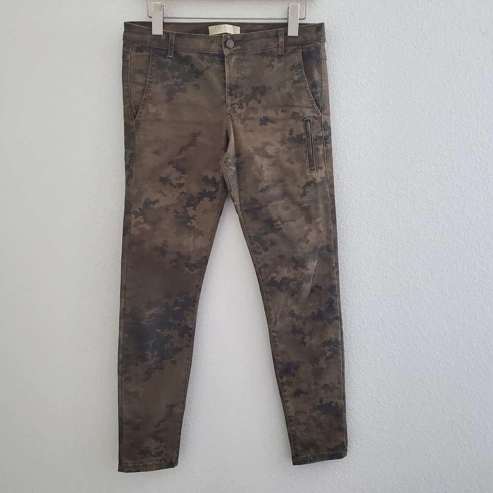 Zara Jeans 4 Green Skinny Leg Camouflage Mid Rise Stretchy Casual Grunge
